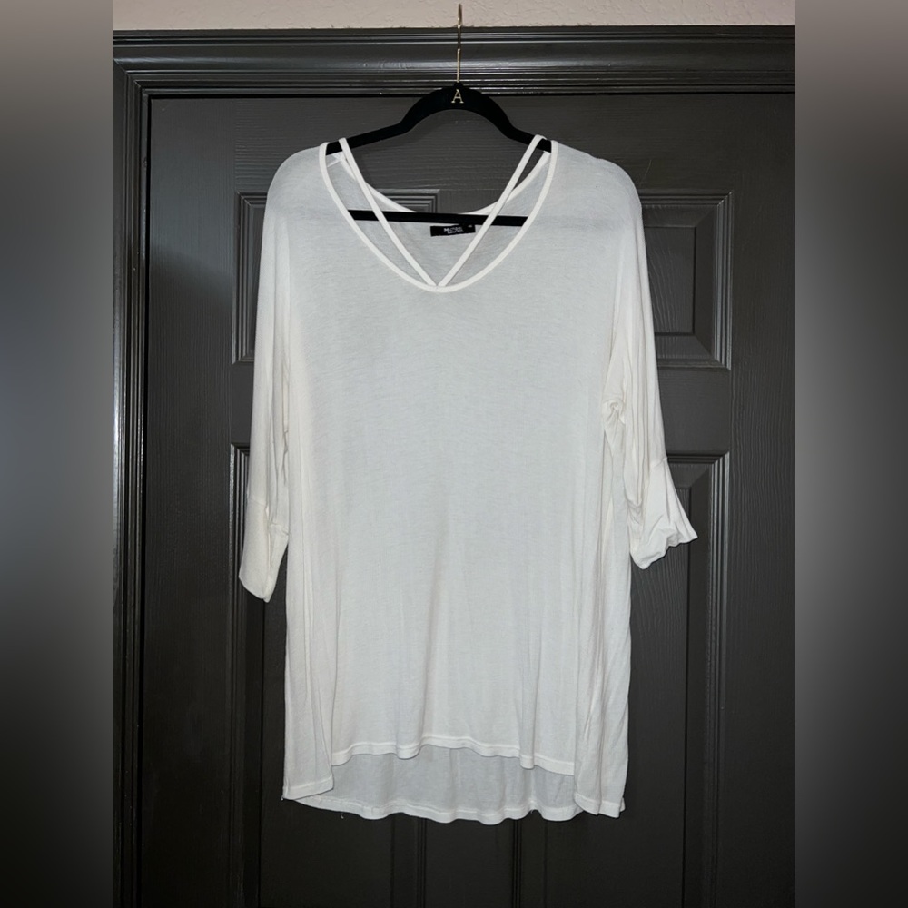 Michael Lauren Ribbed Cutout Top